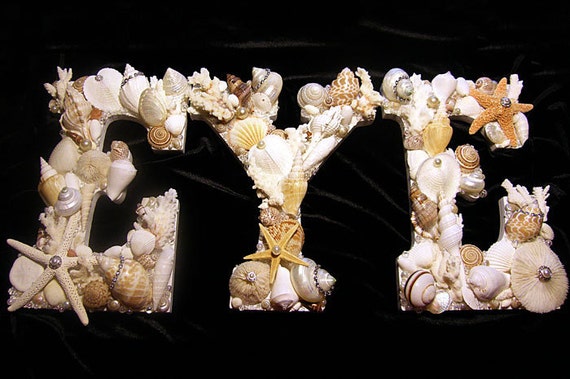 Seashell Letters - Special Order Your Name, Business Name, Initials. Price per each letter. Weddings, Patio, Bathroom, Nautical Decor.