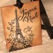 Vintage Inspired Joyeux Noel Eiffel Tower Gift Tag Adorned with Glitter ECS