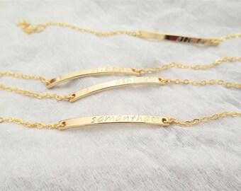 Gold name bracelet, Made of Honor gift, Gold Bar Bracelet, Custom Jewelry, Name Bar Bracelet, Customized Jewelry, Minimal Jewelry / B432x