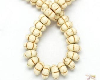 10 pearls "pumpkin" ivory howlite, 7x13mm (PH78)