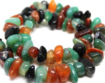 Multi Color Agate Semi Precious Gemstone Pebble Beads
