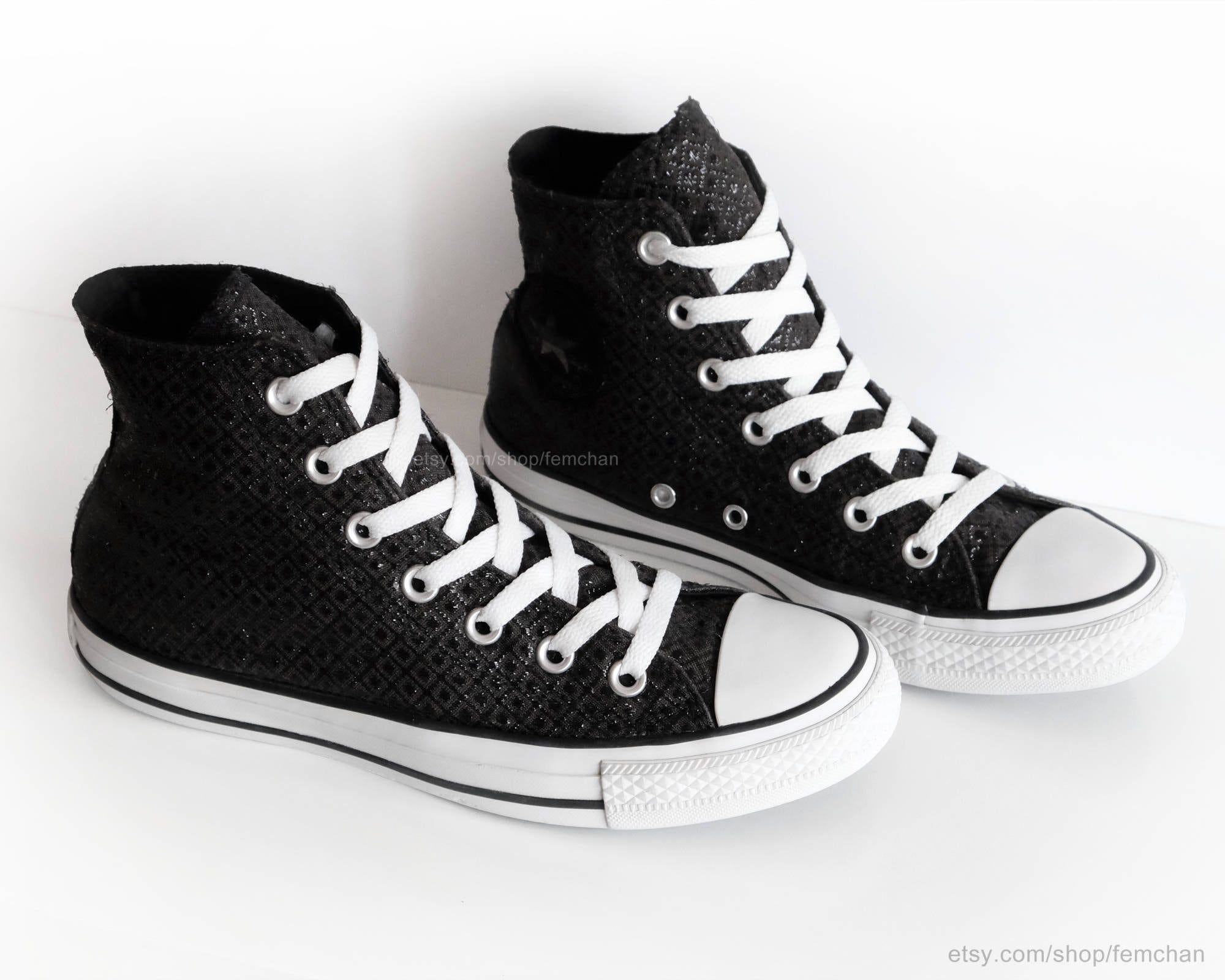 black glitter converse trainers