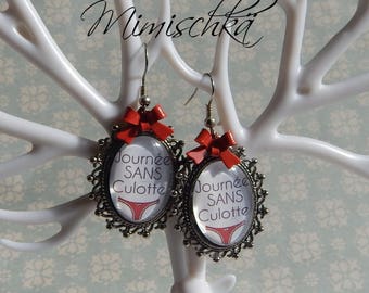 Day without panties knots earrings Red
