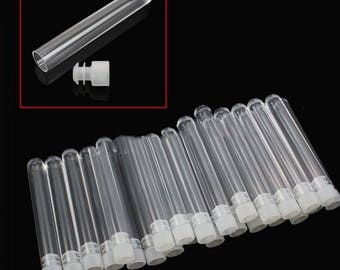 Clear Plastic Test Tubes 10-100 PCS 5ml with White Caps Stoppers 12x75mm Lab Teaching , Party , Drink , Shots, decoration