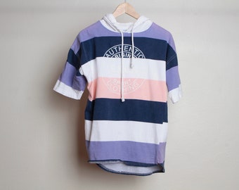90s STRIPED hoodie t-shirt e.n.u.f. brand pastel size large top shirt
