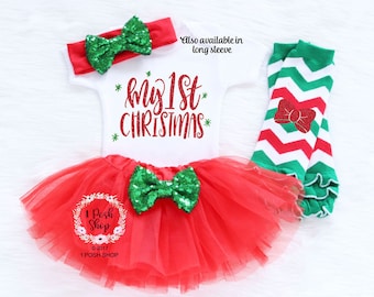 Baby First Christmas Outfit, Baby First Christmas Bodysuit, Baby Christmas Tutu, My First Christmas, Baby First Christmas Outfit Girl HC13