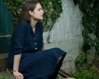 LINEN WORK DRESS / custom length