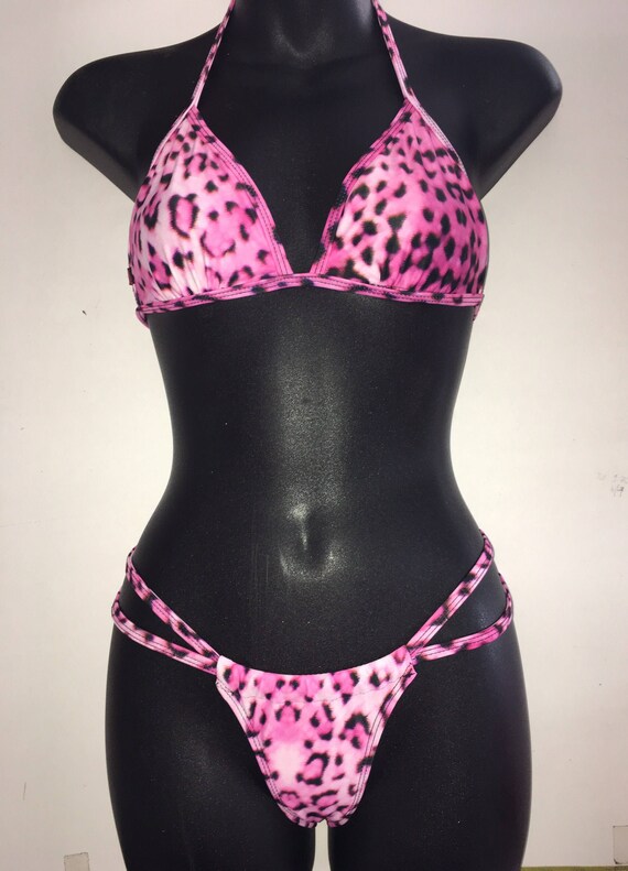 35%OFFSALE*** MissManeater WILD fixed thin bind triangle top + sliding strap super low boutique bikini pant *** BRAZILIAN cut!