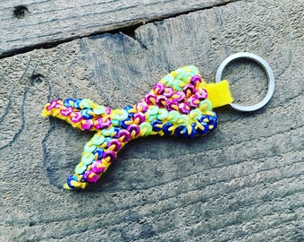 Yellow Tyedie Magical Mermaid Tail Keychain / Handmade Mermaid Keychain / Mermaid Accessories / Girly Birthday Gift Idea / Mermaid Love