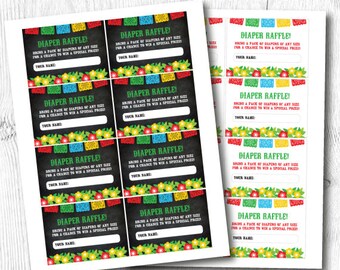 Diaper Raffle Ticket Printable, FIESTA Diaper Raffle Ticket, INSTANT DOWNLOAD