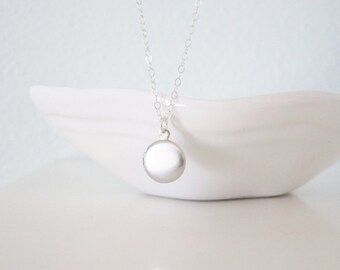 Tiny locket necklace on sterling silver chain, gift for her