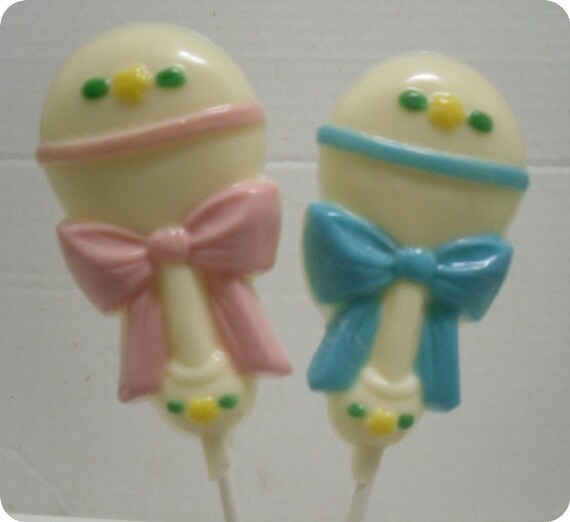 One dozen adorable baby rattle lollipops