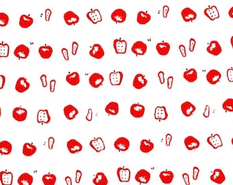 Heather Ross - Munki Munki Fabric - Red Apples on Poplin - Out Of Print OOP VHTF