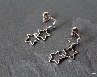 Silver Stars cascade earrings