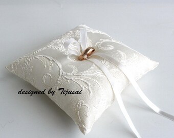 Ivory Wedding ring pillow,ring bearer pillow, wedding pillow , ring bearer, ring cushion-ready to ship