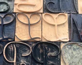 Fancy Vintage Wood Letterpress Type Letters / Mother's Day Personalized Gift / Vintage Industrial Farmhouse Decor / Wedding Decor