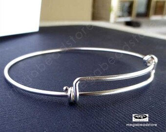 14 Gauge Thick Sterling Silver Adjustable Bangle Bracelet F445