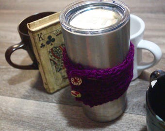 Purple flower coffee cozy