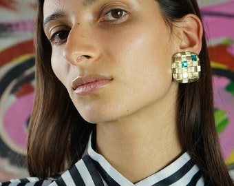 Geometric vintage clip-on earrings