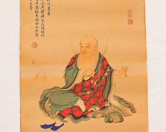 N4599 Hand Painted Tibetan Buddhism Kraft Thangka - Arhat