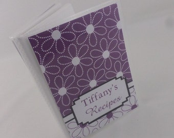 Kitchen Recipe Card Book Recipe Binder Recipe Organizer Repice Album Recipe Folder Waterproof Vinyl Cover 4x6 or 5x7 purple flower 378