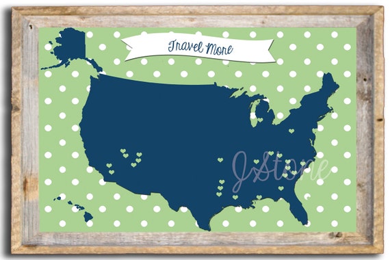 items similar to united states travel map print customizable 11x17