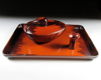 Niigata Take-nuri Lacquerware Sweets Serving Set, Koedo