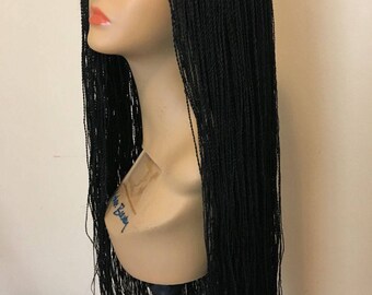Fully Braided lace front senegalese long twist box Braids Wig in different colors