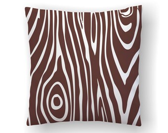 Faux Bois Wood Grain Pillow, Throw Pillow Covers, Forest Nursery, Woodland Decorations, Sofa Pillow Outdoor Adventure Wilderness Cabin Decor