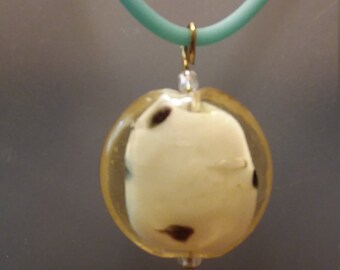 White disc glass pendant necklace