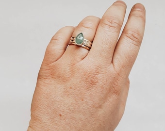 Teardrop Aquamarine Ring, Sterling Silver