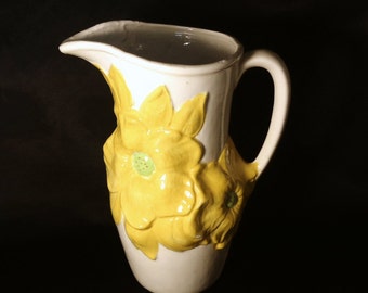 Vintage Holland Mold Vase/Pitcher, Yellow Floral Design