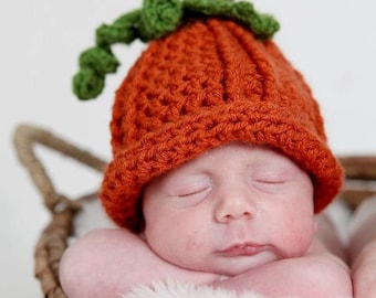 3-6 Months Baby Pumpkin Hat, Pumpkin Hat, Baby Fall Hat, Fall Baby Crochet PHOTO PROP