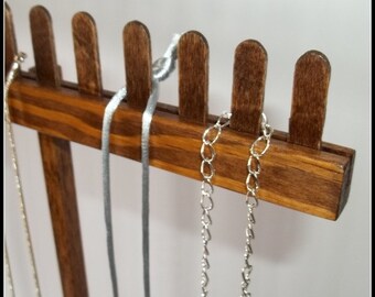 Wood Long Chain Necklace Display - Tall Necklace Hanger - Jewelry Organizer - Holder - Storage - Stained