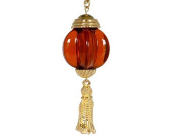 Extra Long Tassel Necklace - Tassel Dangle Necklace, Amber Tassel Necklace - Long Necklace, Orange Necklace, Orange Jewelry, Boho Necklace
