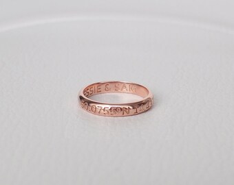Custom Coordinates Ring - Personalized Coordinates Band - Custom Latitude Longitude Jewelry - Rounded Band - FR03A