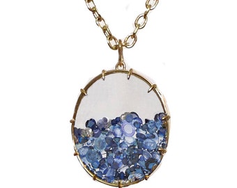 Blue Sapphire Shaker Necklace - Oval - 18k