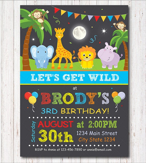 safari invitation safari invite jungle invitation animals