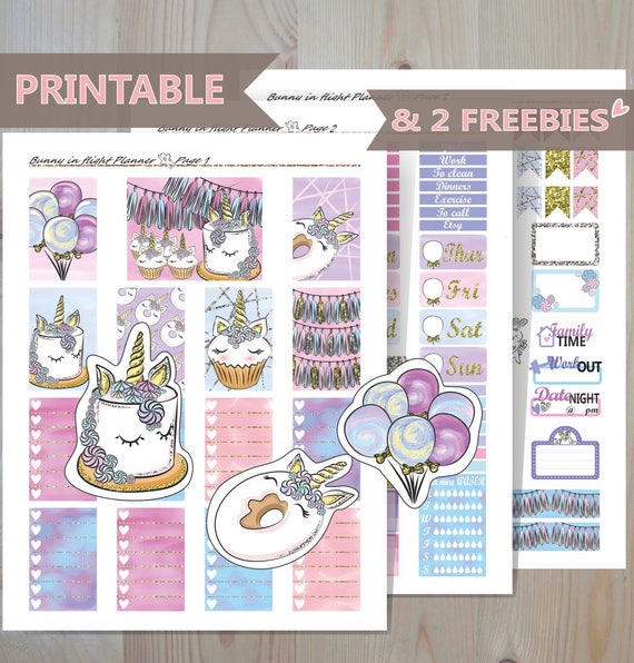 unicorn party printable happy planner sticker kitbirthday
