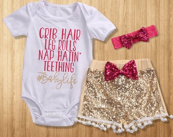Baby Girl Clothes, Baby Girl Romper, Baby Clothing Set, Baby Romper and Pants