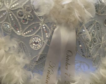 Second Line Umbrella Bride, 1 second line parade silver BLING! Wedding Mardi Gras New Orleans destination, personalized ribbon Parasol