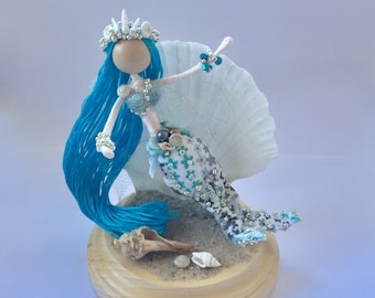 Under the sea! Gorgeous Blue Mermaid Bendy Doll is swimming and enjoying the blue ocean waves!