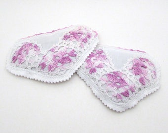 2 Dried Lavender Sachets - Purple Crochet - Vintage Linens - drawer sachet - vintage crochet - sachet set