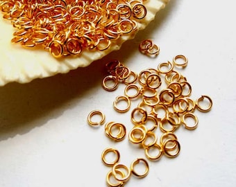100 Gold Plated Jump Rings 3mm, Open Loop - 8-1