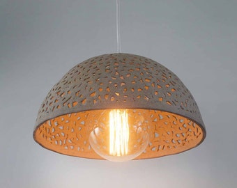 Ceramic lamp shade. Dome pendant light. Pendant lighting fixture. Kitchen light.