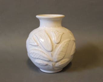 White vase with floral motif by Michael Andersen and Son.