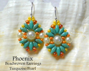 SuperDuo Beadwoven Earrings, Beadwork earrings, Beadwoven Earrings, Beaded Earrings, SuperDuo, Jewelry Gift