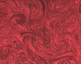 End of Bolt Sale ! Marble Tone-on-Tone Red Cotton Fabric Marbleicious 15" Piece #290-3