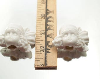 Two Girl Antique Doll Heads German Doll Parts Figurines Mixed Media Art Assemblage Art Projects Lot AP15