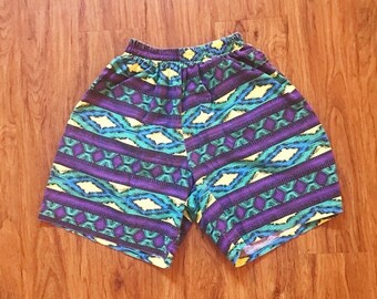 SHOP SALE Vintage 80s 90s Highwaisted Tribal Shorts